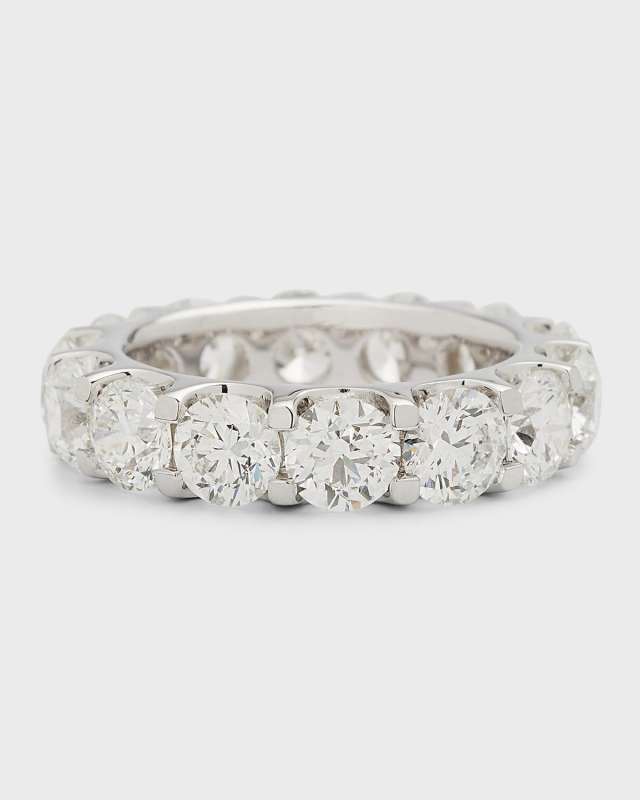 Diamond 18K White Gold Eternity Band Ring, Size 6
